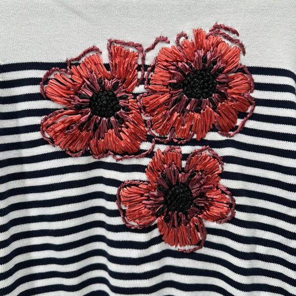 Brooks Brothers 3D Poppy‎ Sweater White Navy Striped Size XS Yacht Preppy Boho - Picture 5 of 10